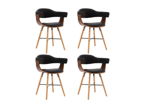 4 pièces - Chaise - Fourrure Synthétique - Noir