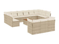 Ensemble de mobilier de jardin 14 pièces - Résine - Beige