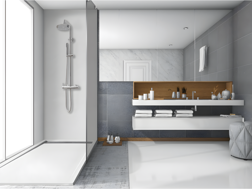 Receveur de douche - Résine - Blanc - 70 x 200 cm