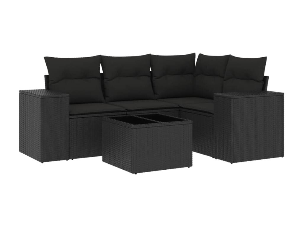 Ensemble de mobilier de jardin 5 pièces - Résine - Noir