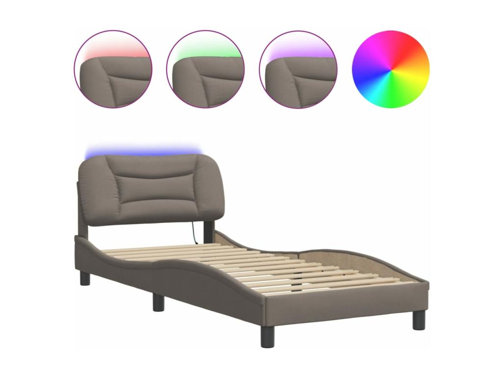 Cadre de lit - Polyester - Taupe