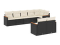 Ensemble de mobilier de jardin 8 pièces - Résine - Noir