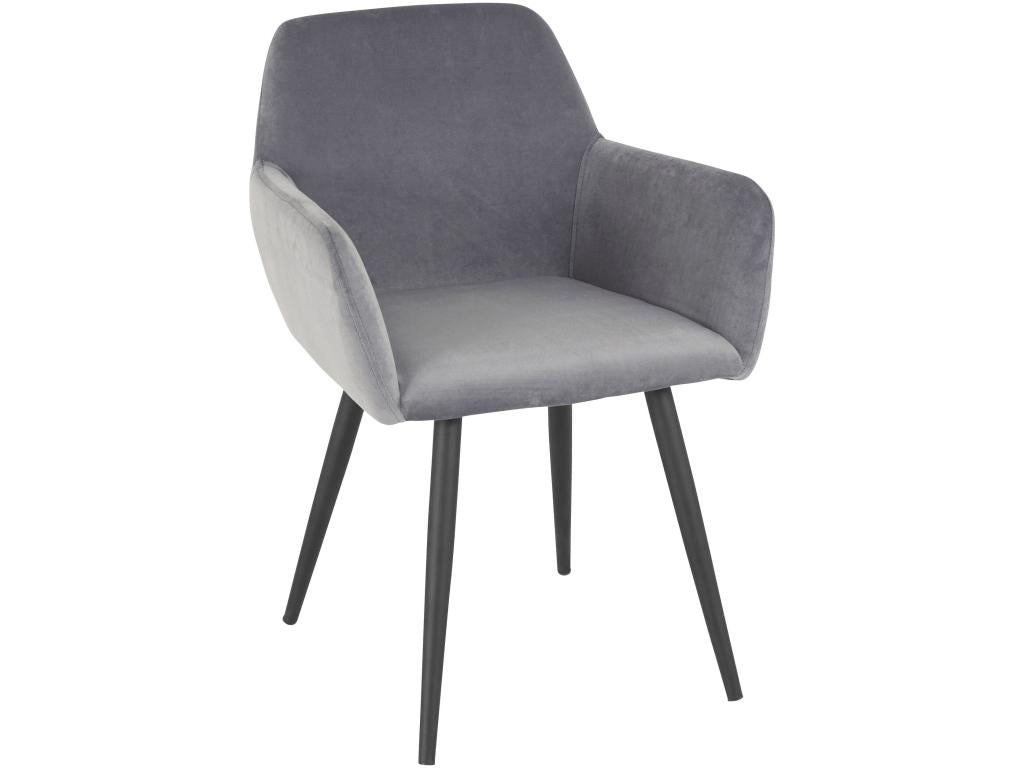 Ensemble 2 pièces - Fauteuil - Velours - Gris