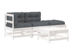 Ensemble de mobilier de patio 4 pièces - Bois - Blanc