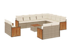 Ensemble de mobilier de jardin 13 pièces - Résine - Beige