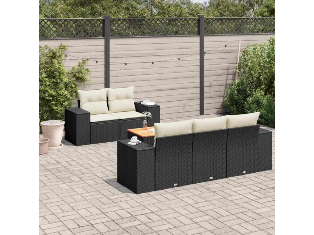 Ensemble de mobilier de jardin 6 pièces - Résine - Noir