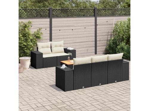 Ensemble de mobilier de jardin 6 pièces - Résine - Noir