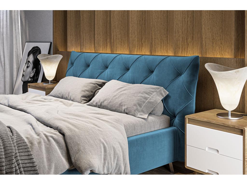Lit - Velours - Bleu