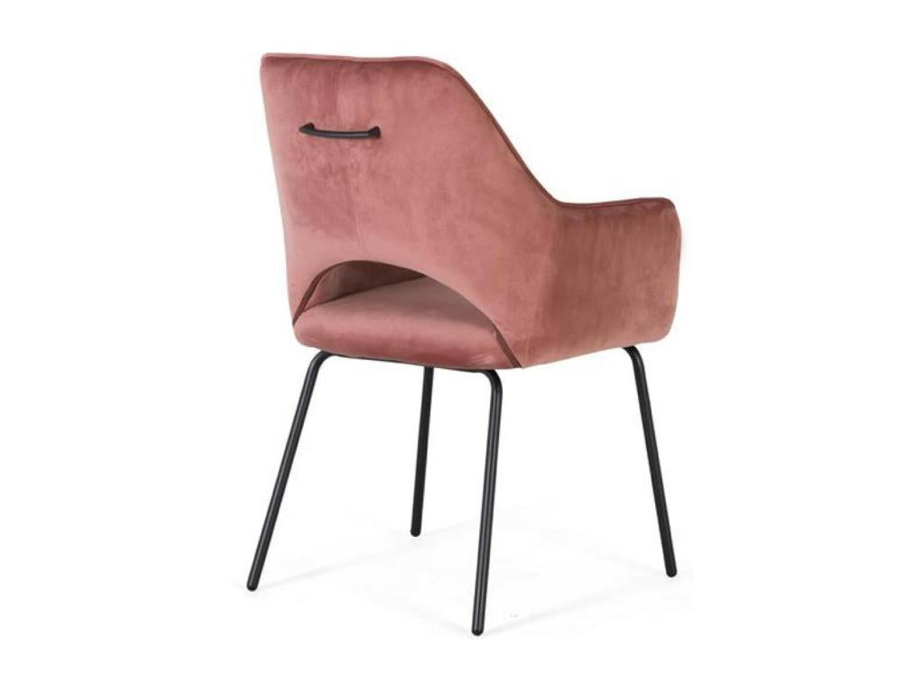 Ensemble 2 pièces - Fauteuil - Velours - Rose - 60 x 65 x 89 cm