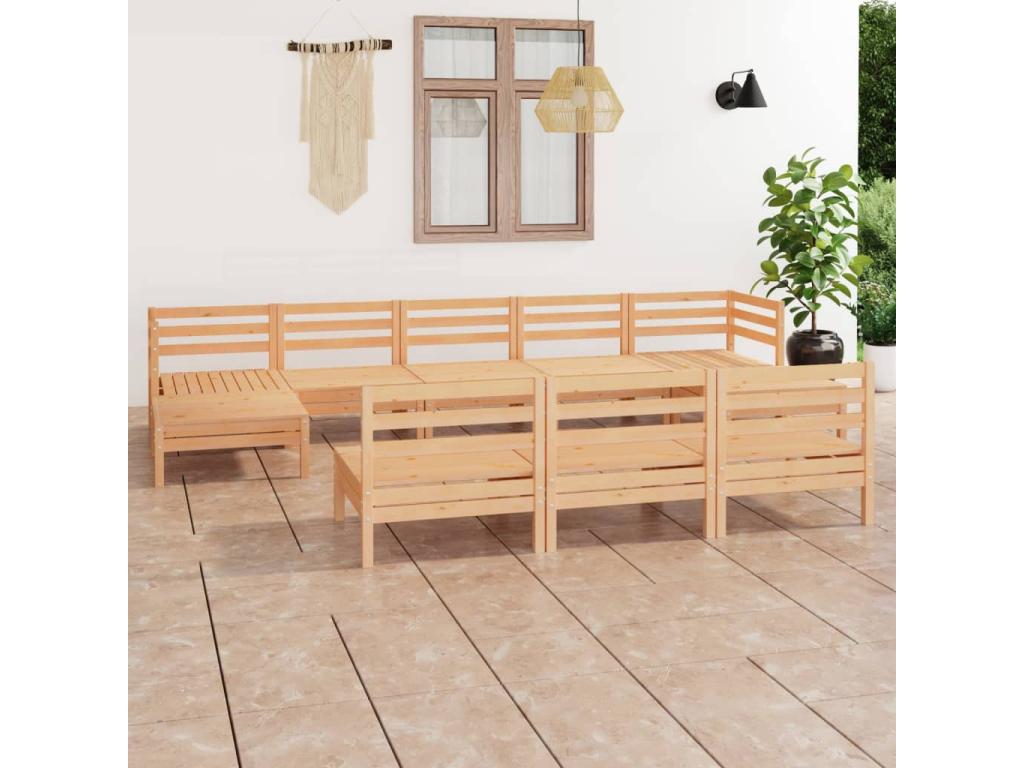 Ensemble de mobilier de jardin 10 pièces - Résine - Noir