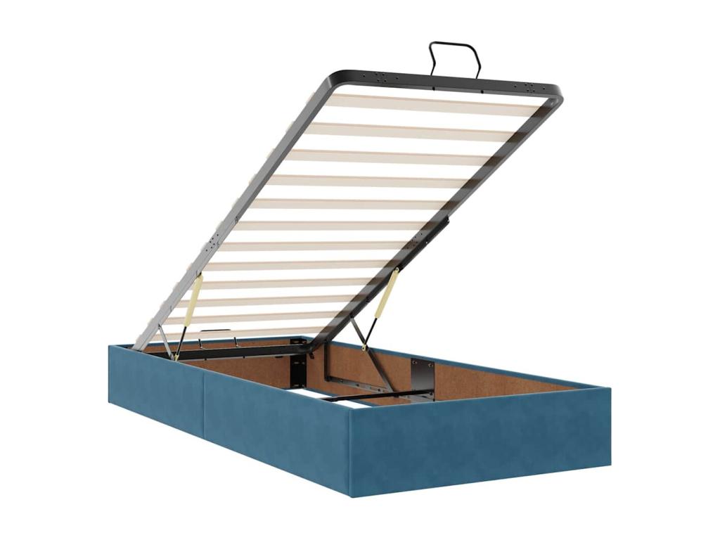 Cadre de lit - Velours - Bleu - 90 x 200 cm