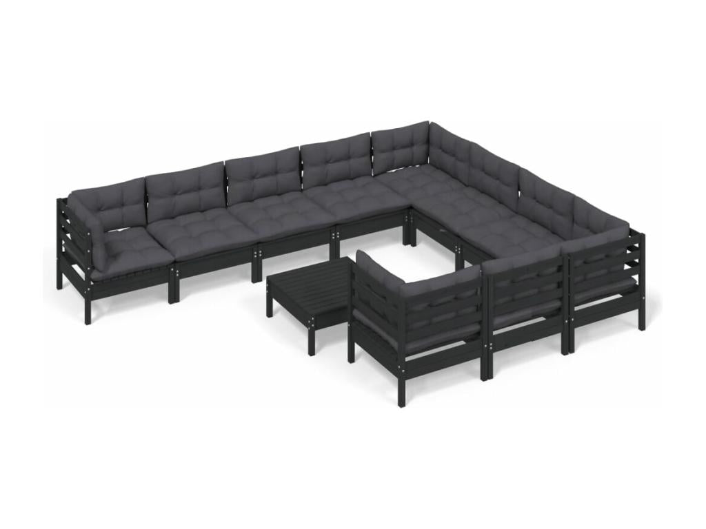 Ensemble de mobilier de patio 11 pièces - Bois - Blanc