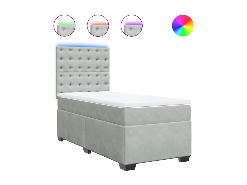 Sommier - Soie - Gris - 90 x 190 cm