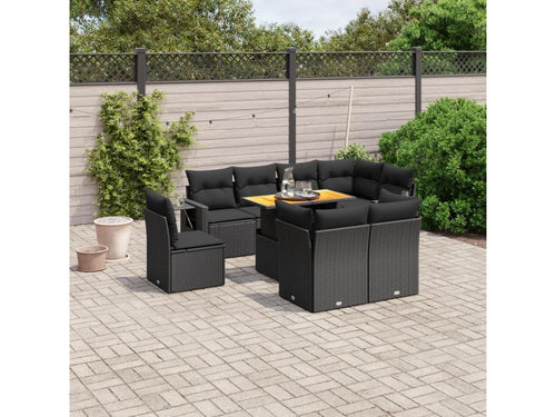 Ensemble de mobilier de jardin 9 pièces - Résine - Beige