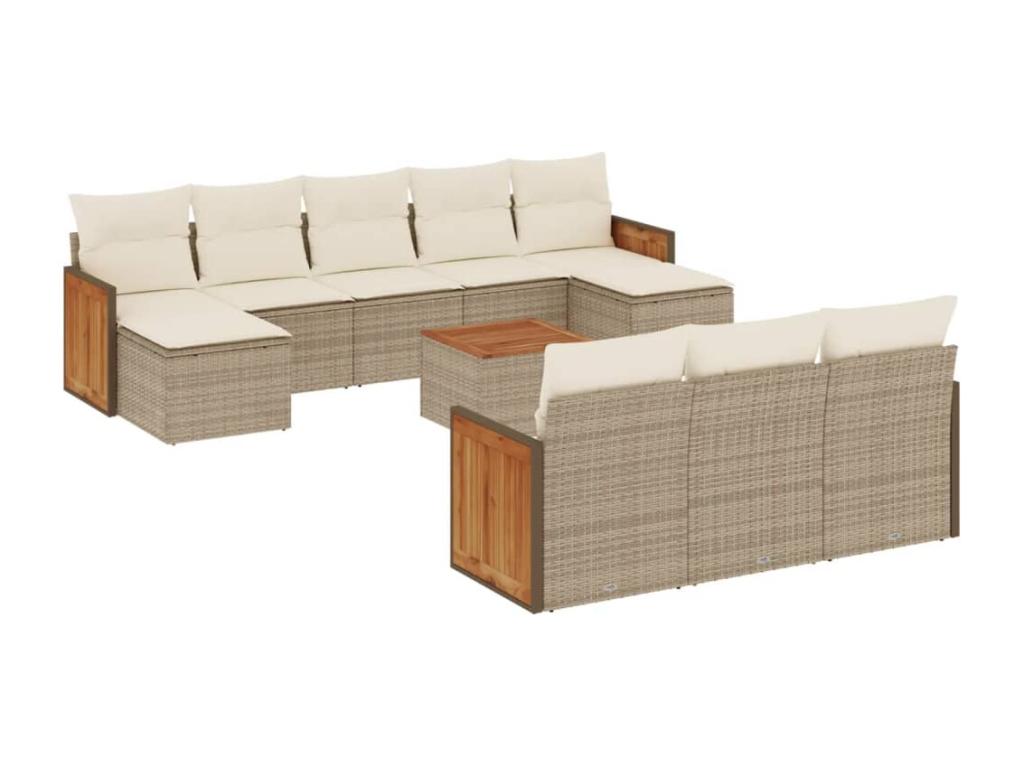 Ensemble de mobilier de jardin 11 pièces - Résine - Gris