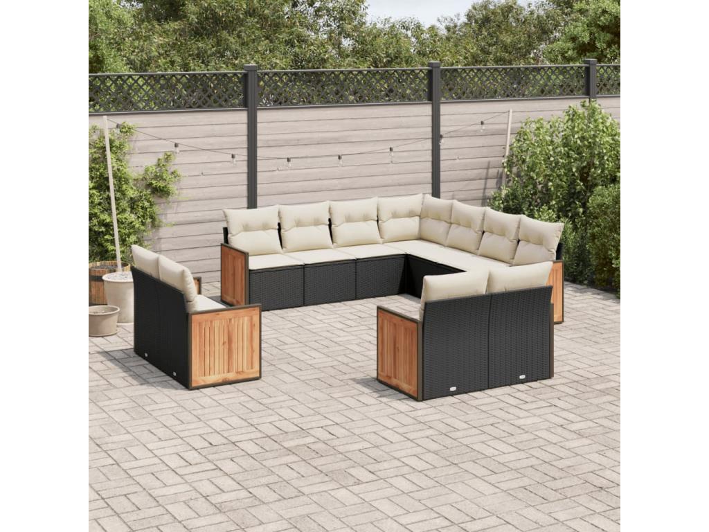 Ensemble de mobilier de jardin 11 pièces - Résine - Beige