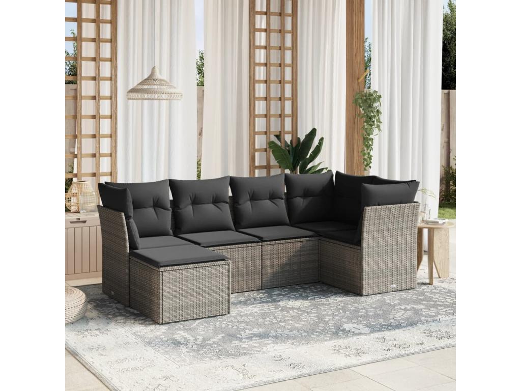 Ensemble de mobilier de jardin 6 pièces - Résine - Beige