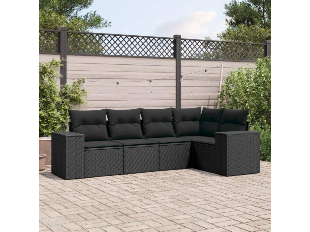 Ensemble de mobilier de jardin 5 pièces - Acier - Noir