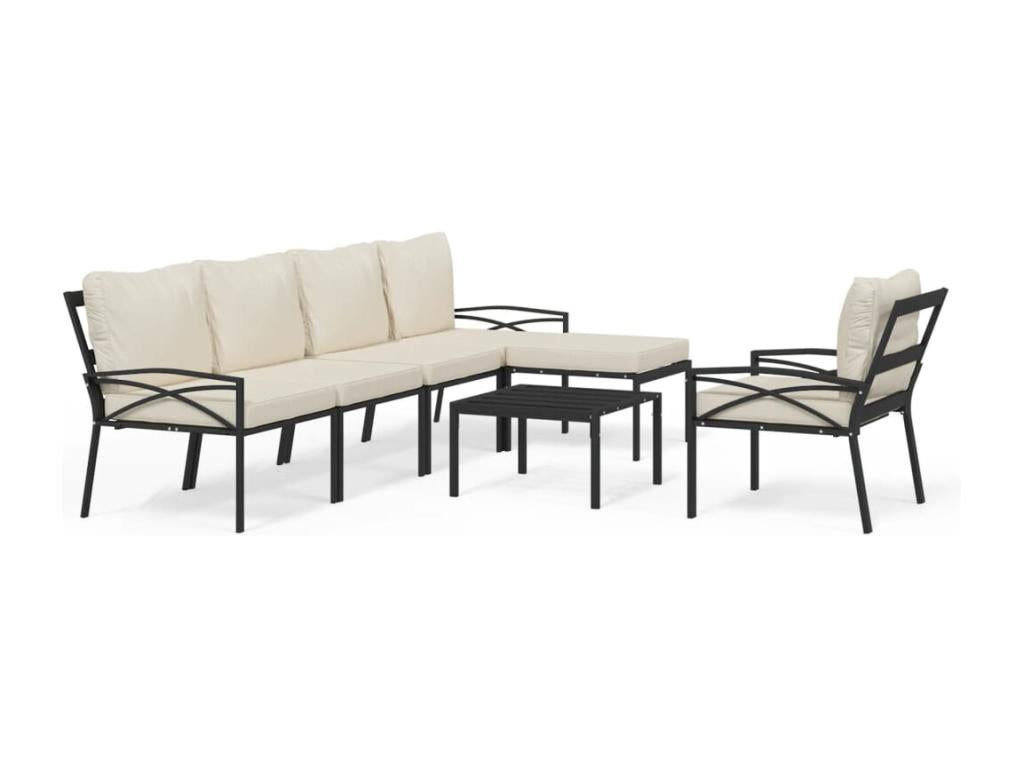Ensemble de mobilier de patio 7 pièces - Bois - Noir