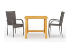 Ensemble de salle à manger d'extérieur 3 pièces - Bois - Marron