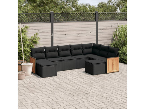 Ensemble de mobilier de patio 9 pièces - Bois - Anthracite