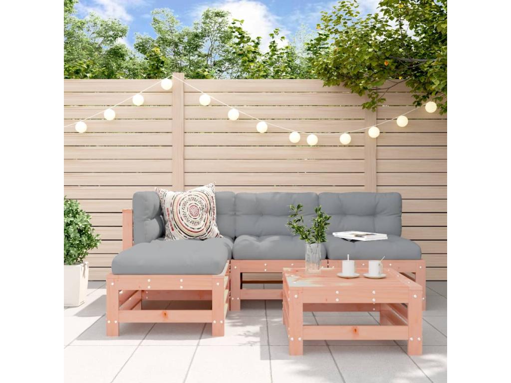 Ensemble de mobilier de jardin 5 pièces - Résine - Noir