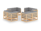 Ensemble de mobilier de patio 8 pièces - Bois - Gris