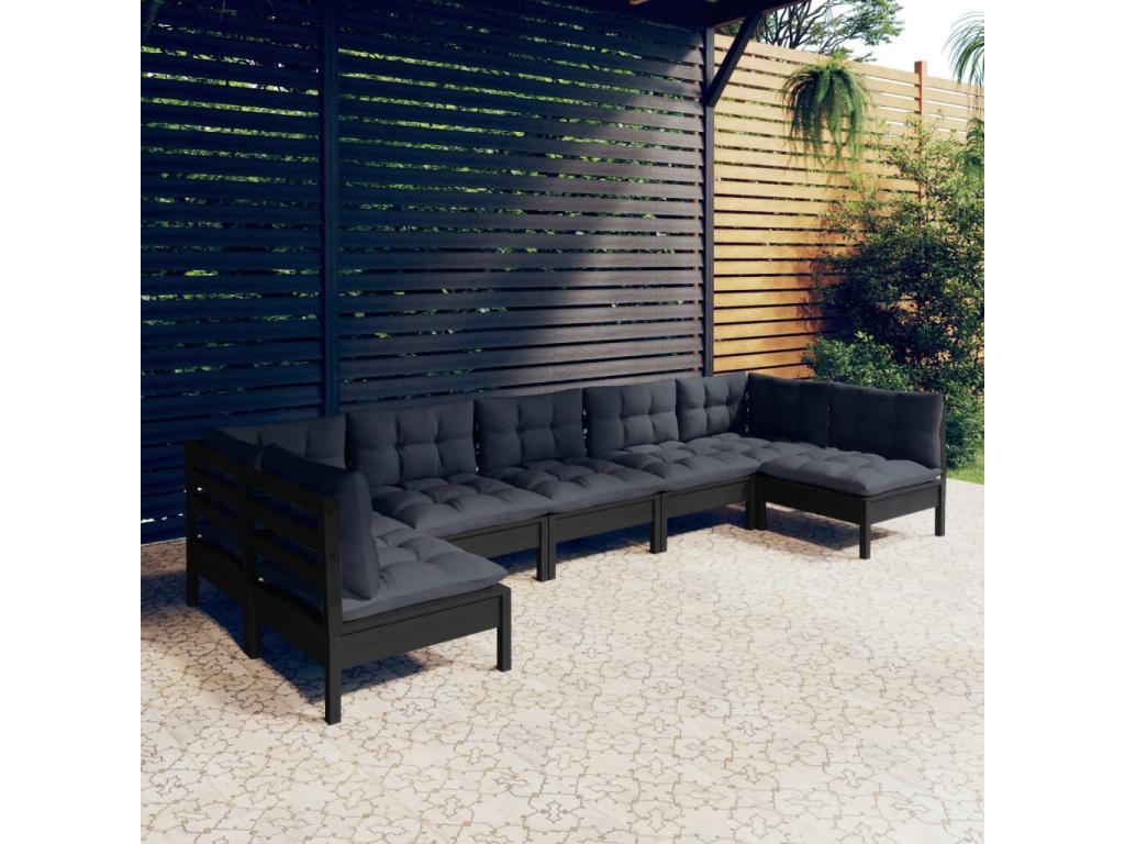 Ensemble de mobilier de patio 7 pièces - Bois - Blanc