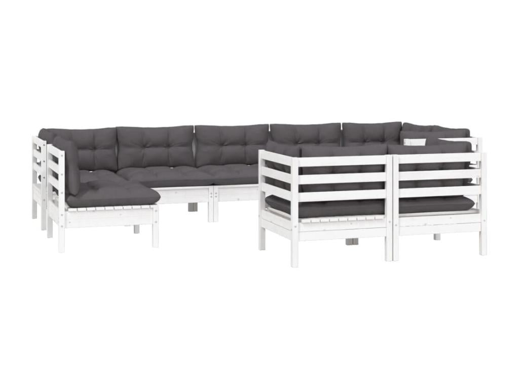 Ensemble de mobilier de jardin 9 pièces - Résine - Noir