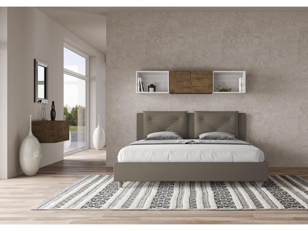 Lit - Panneau De Particule, Simili - Marron