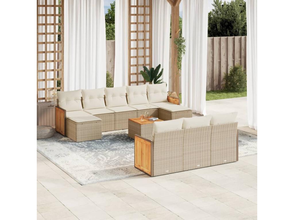 Ensemble de mobilier de jardin 11 pièces - Résine - Gris