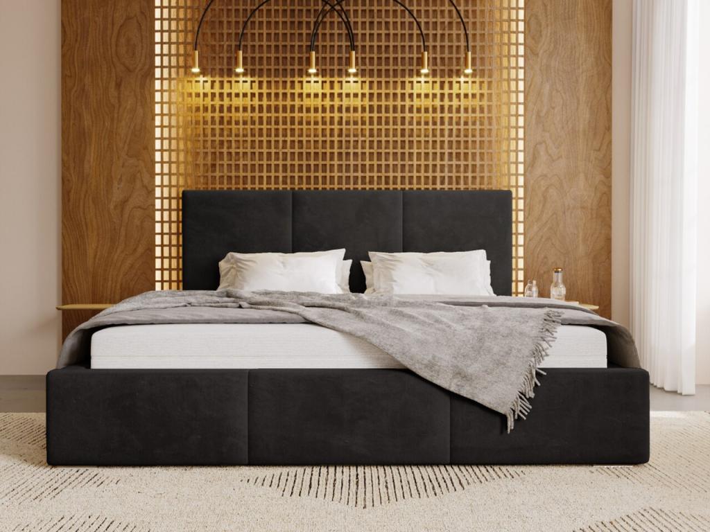 Lit capitonné - Acier - Noir