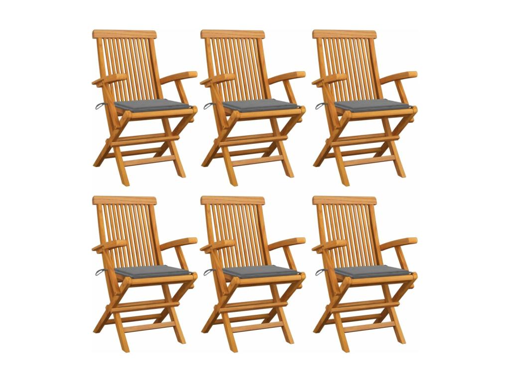 Ensemble de 6 chaises de jardin - Bois - Gris