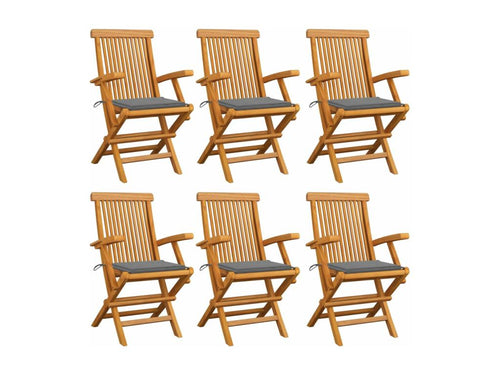 Ensemble de 6 chaises de jardin - Bois - Gris