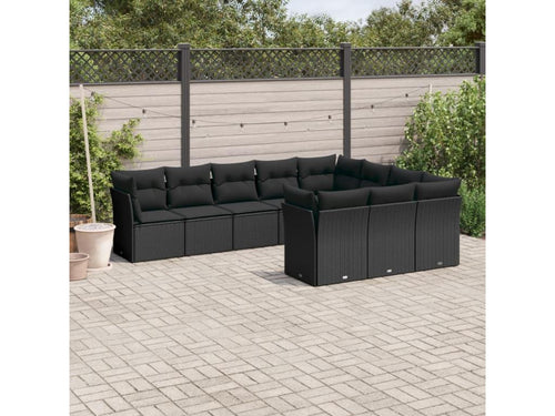 Ensemble de mobilier de jardin 10 pièces - Résine - Noir