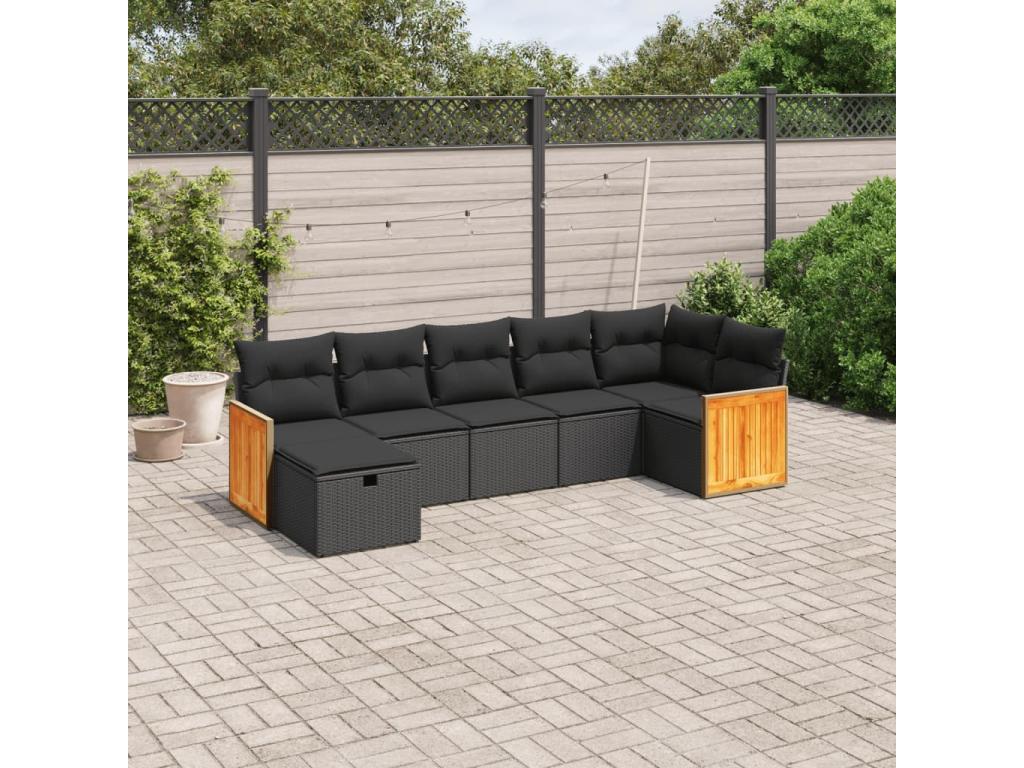 Ensemble de mobilier de jardin 7 pièces - Résine - Gris