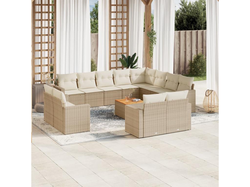 Ensemble de mobilier de patio 13 pièces - Composite - Beige