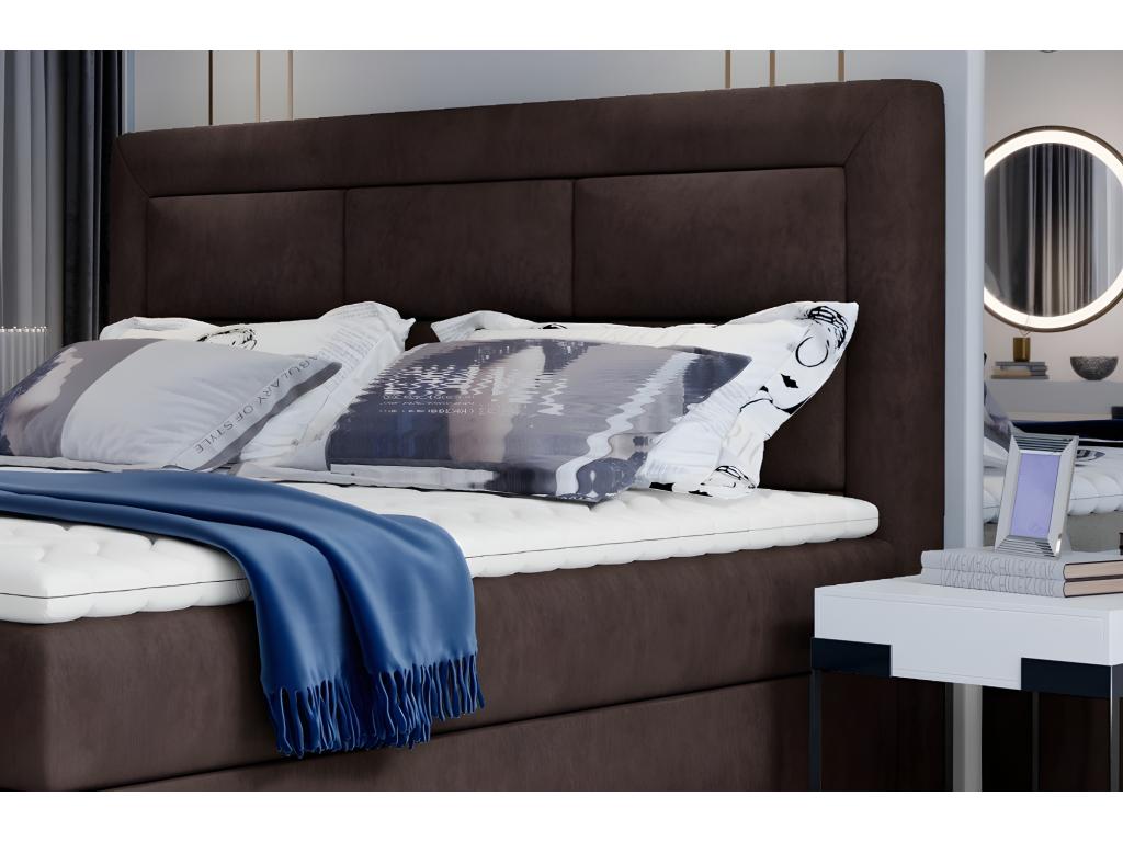 Ensemble de lit à sommier tapissier - Tissu - Marron - 160 x 200 cm