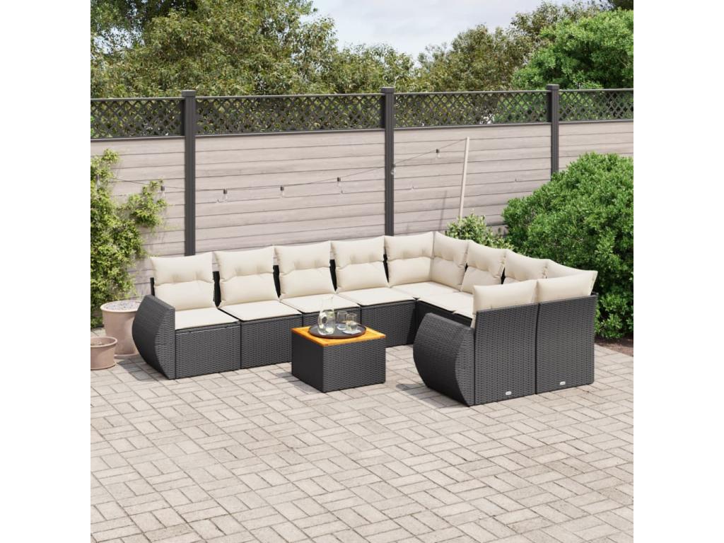 Ensemble de mobilier de jardin 10 pièces - Acier - Noir