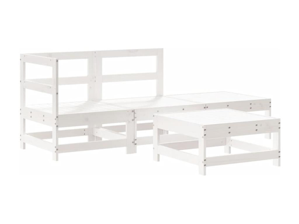 Ensemble de mobilier de patio 4 pièces - Bois - Blanc