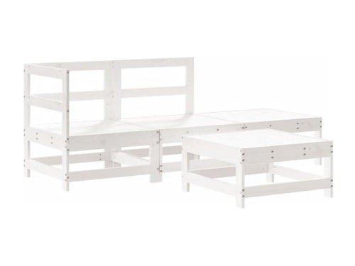 Ensemble de mobilier de patio 4 pièces - Bois - Blanc