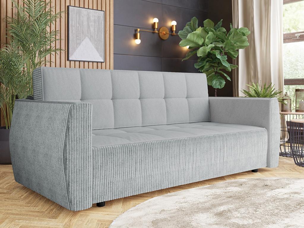 Canapé convertible - Polyester - Gris - 93 x 225 x 98 cm