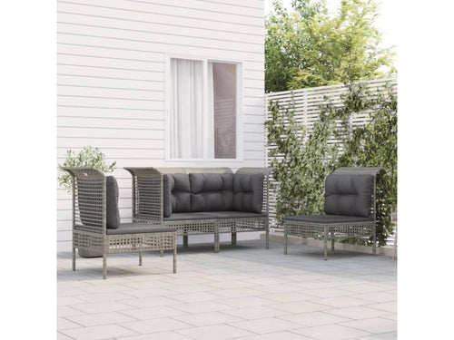 Ensemble de mobilier de jardin 4 pièces - Résine - Noir