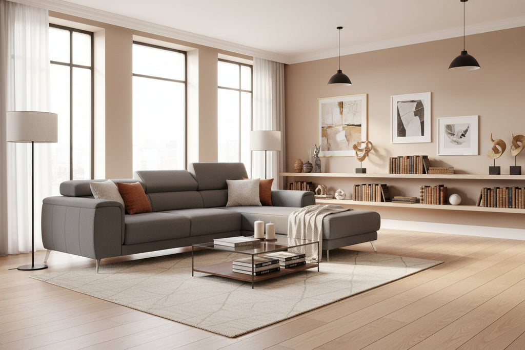 Canapé d'angle - Microfibre - Noir