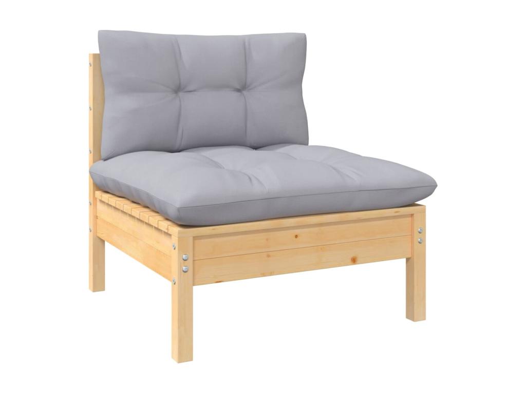 Ensemble de mobilier de patio 5 pièces - Bois - Gris