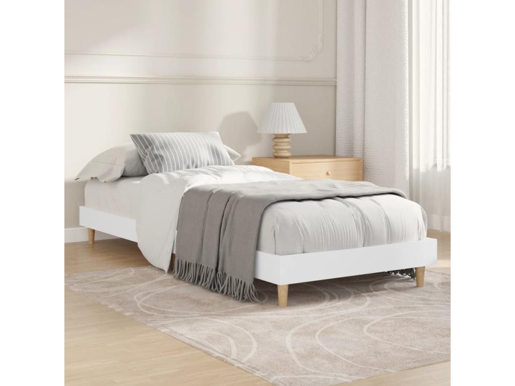 Cadre De Lit - Panneau Et Dérivés De Bois - Blanc - 75 x 190 cm