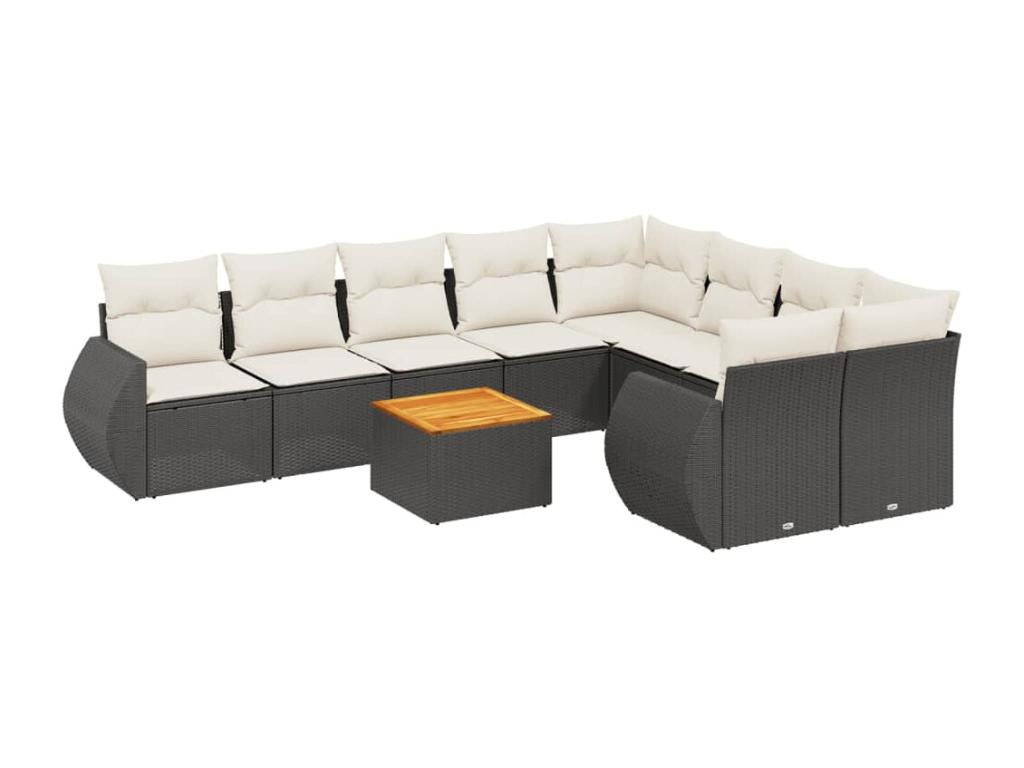Ensemble de mobilier de jardin 10 pièces - Acier - Noir