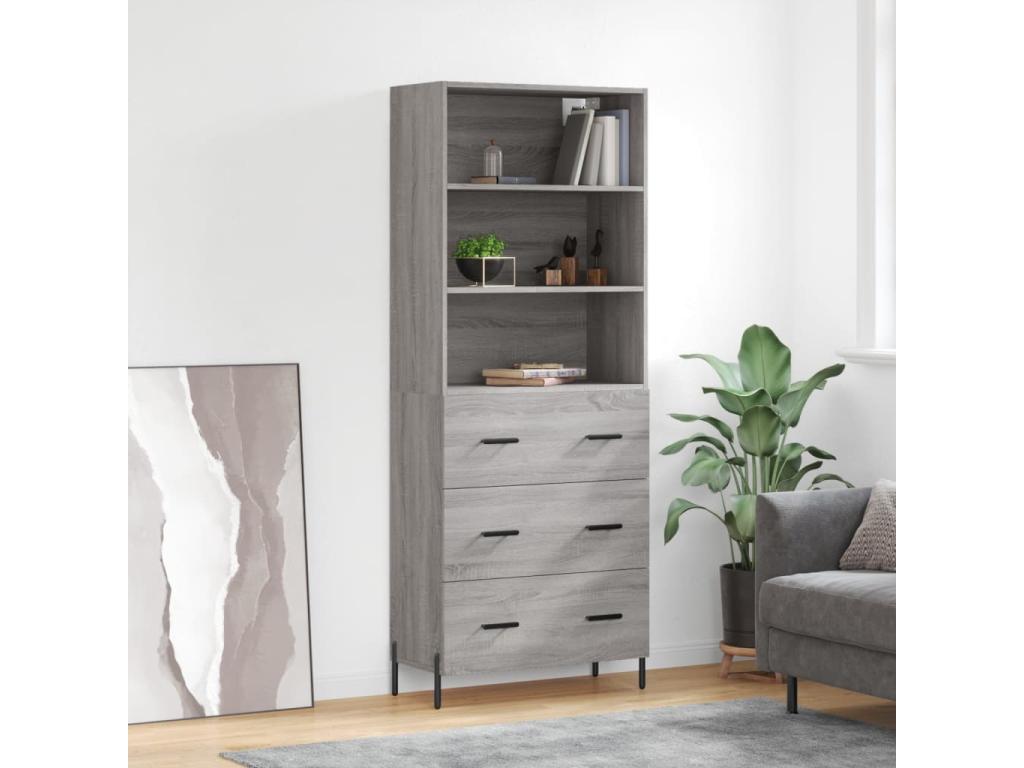 Buffet - Bois - Gris - 69,5 x 34 x 180 cm