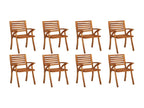 Ensemble de 8 chaises de jardin - Bois - Marron