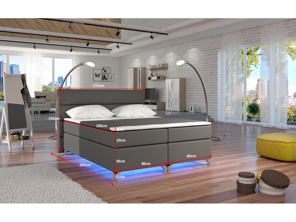 Ensemble de lit à sommier tapissier - Tissu - Vert